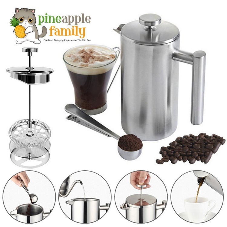Stainless steel coffee makers 350ml french press tea pot plunger with