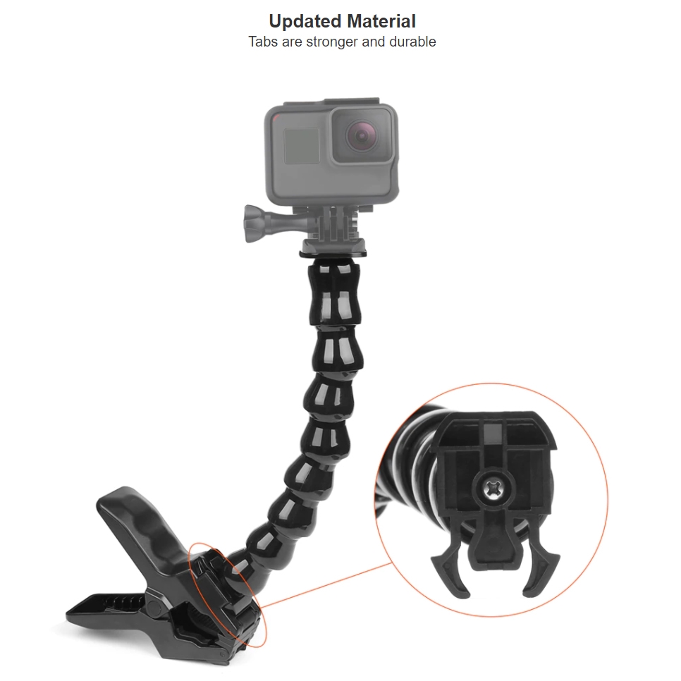 thumbnail image 2 of Universal Jaws Clamp Mount With Flex Neck For GoPro Hero 4/3+/2/1 – Adjustable Camera Clamp + Goose Neck 2 of 2