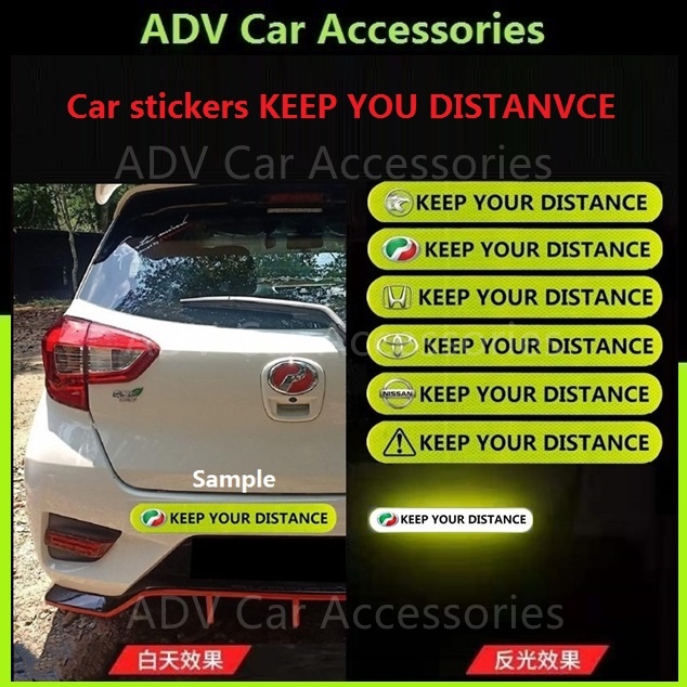 Car stickers Keep Your Distance between cars warning reflective ...