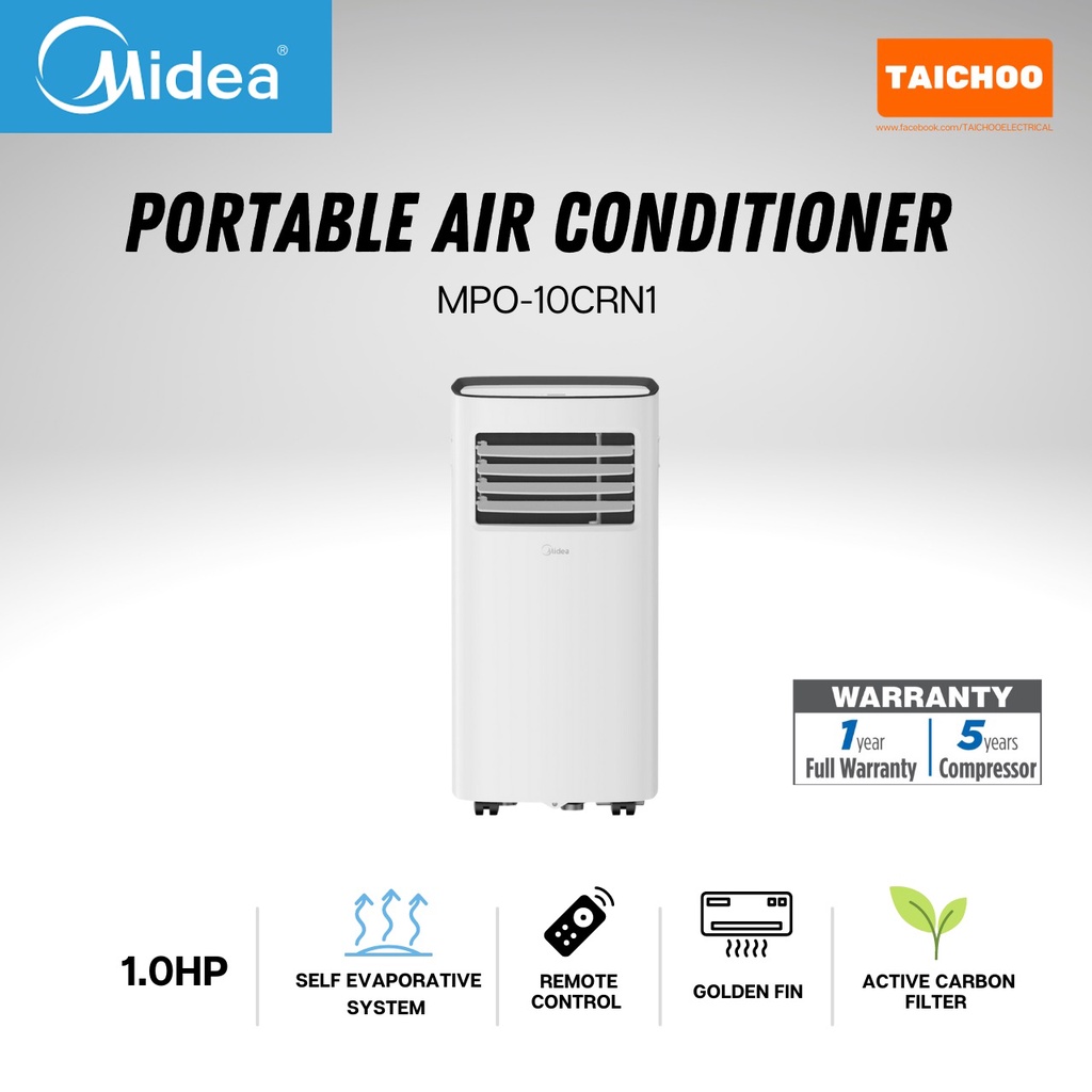 Midea Portable Air Conditioner 1.0HP / 9000BTU MPO10CRN1 Shopee Malaysia