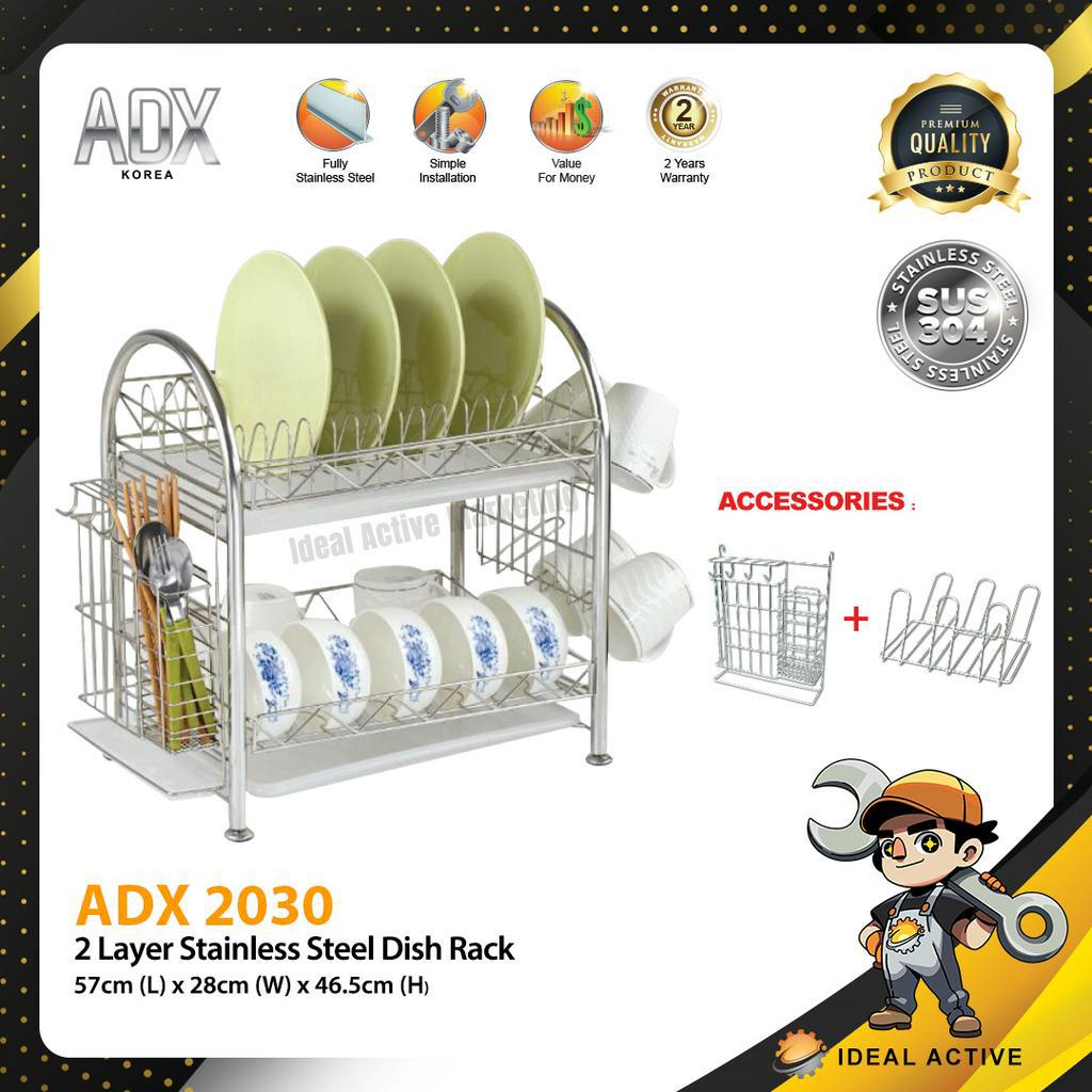 ADX 2030 2 Layer Stainless Steel Dish Rack | Shopee Malaysia