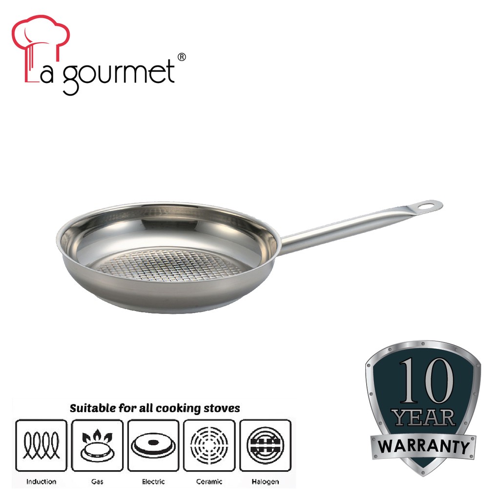La gourmet Classic 28 x 5cm Stainless Steel Grill Pan, 1.4L (IH