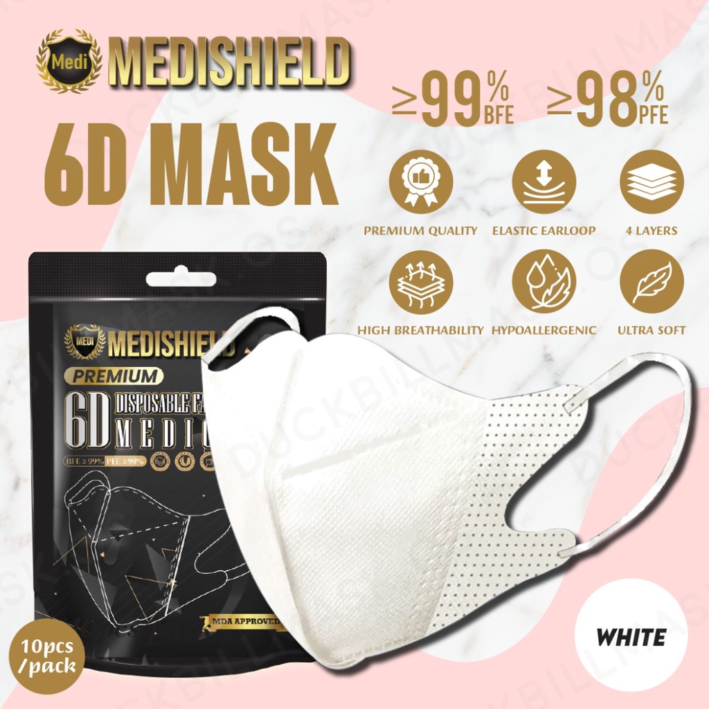 Medishield Mask Duckbill Mask Face Mask Medical Disposable Mask White ...