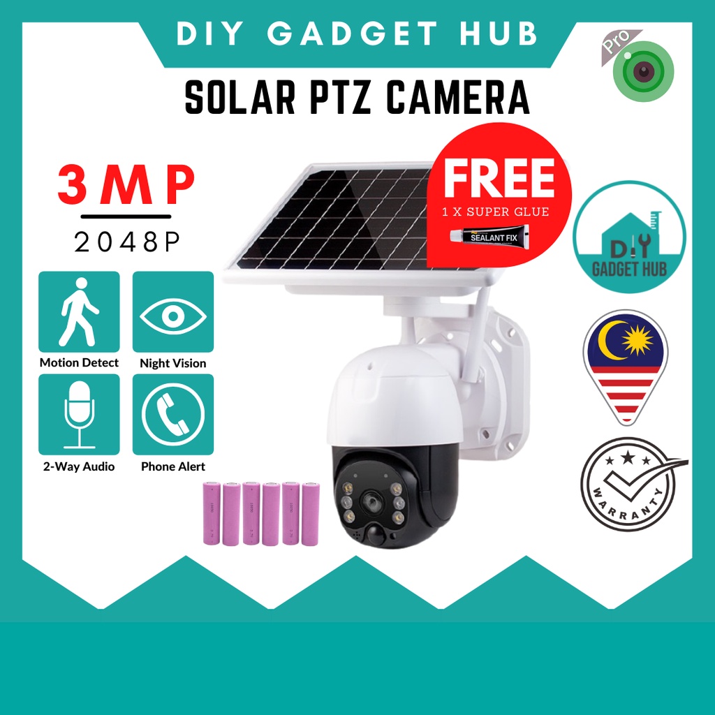 XM 2MP Solar Mini PTZ Wireless IP Camera Night Vision 1080P Outdoor ...