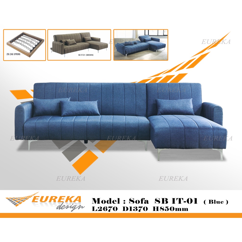 EUREKA 9ft Sofa Bed Couch Modern Upholstery Fabric Wood Adjustable IT01