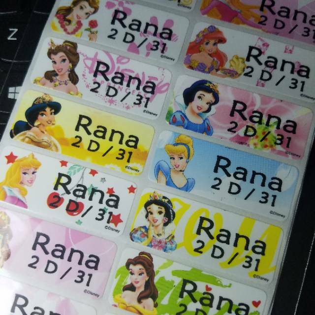 Waterproof NAME LABEL STICKER - PRINCESS MOTIF / WATERPROOF NAME ...