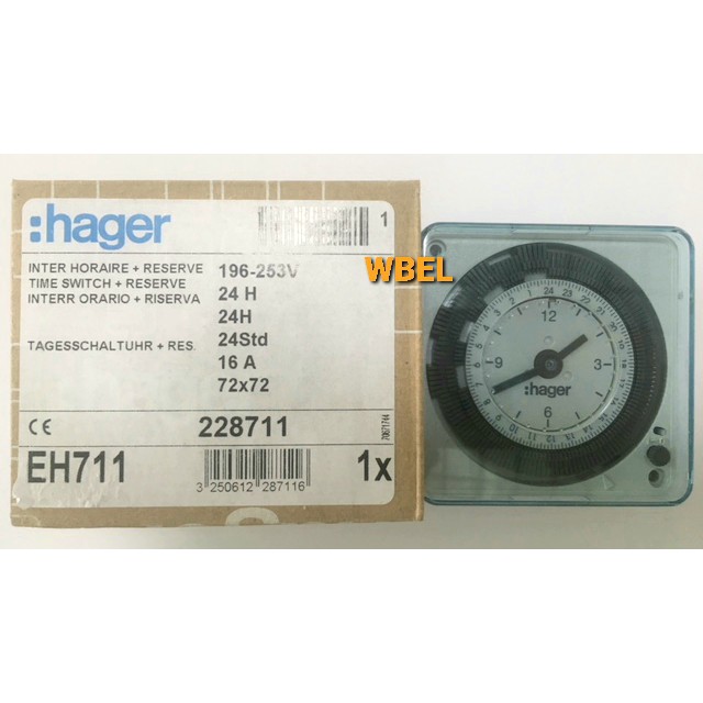 Analog Hager 24 Hour Timer Switch, Packaging Type: Box, 230 V