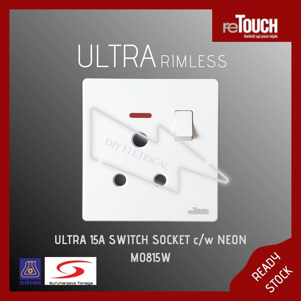 reTouch Ultra Rimless Modern Wall Switch Socket 13A 15A 20A Aircond ...