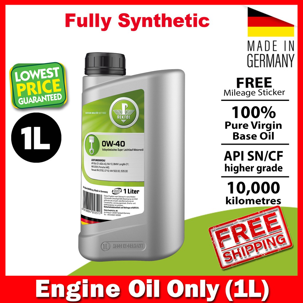 Rektol 0W40 Fully Synthetic Engine Oil (1L) 0W-40 | Shopee Malaysia