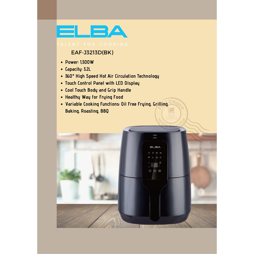 Elba EAF H3214 BK C Knob or EAF J3213D BK Air Fryer 3.2L Large