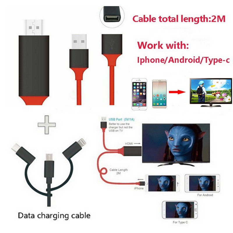 Smartphone to HDMI cable,Phone to HDTV/Projector for Shopee