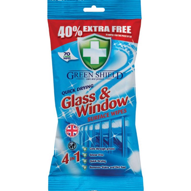 GREEN SHIELD GLASS & WINDOW WIPES 50s