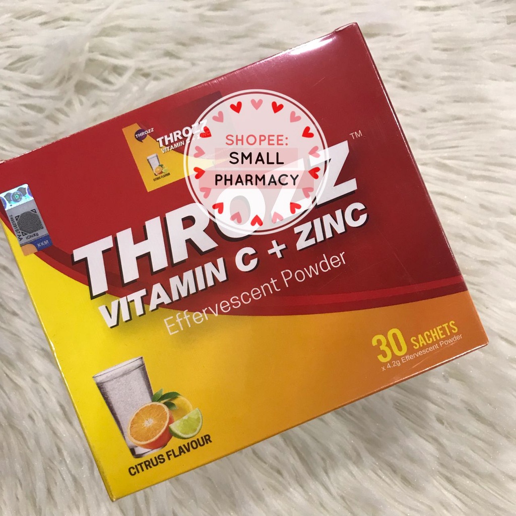 Expiry 01/24 Throzz Vitamin C + Zinc effervescent powder 30s ( citrus