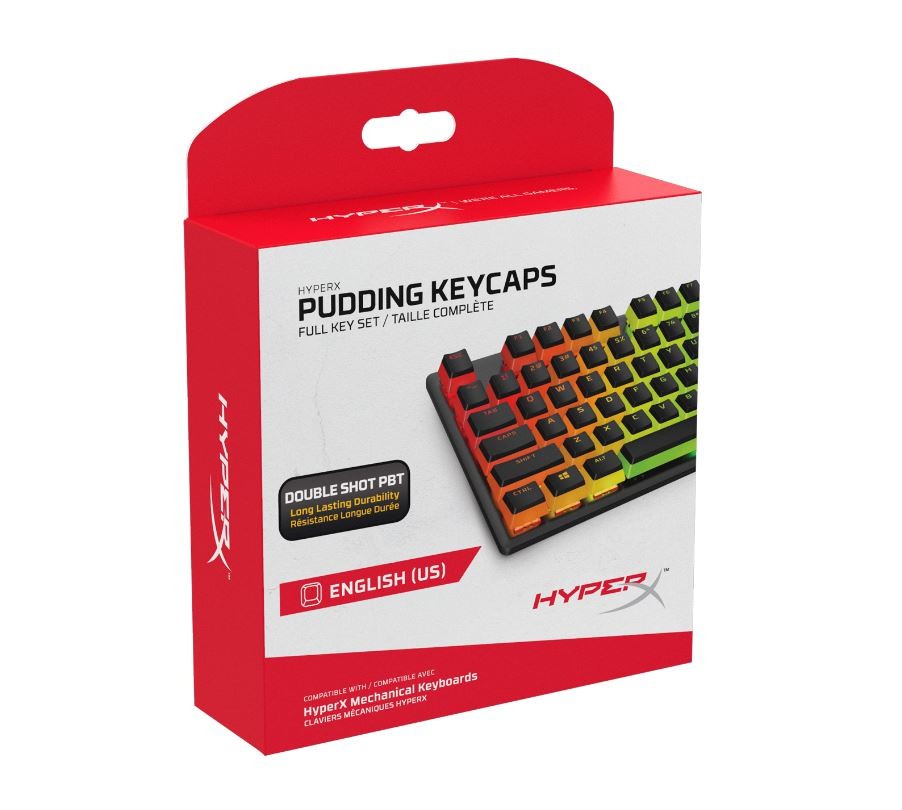 HyperX Pudding Keycaps -Double Shot PBT Keycaps Black + Translucent ...