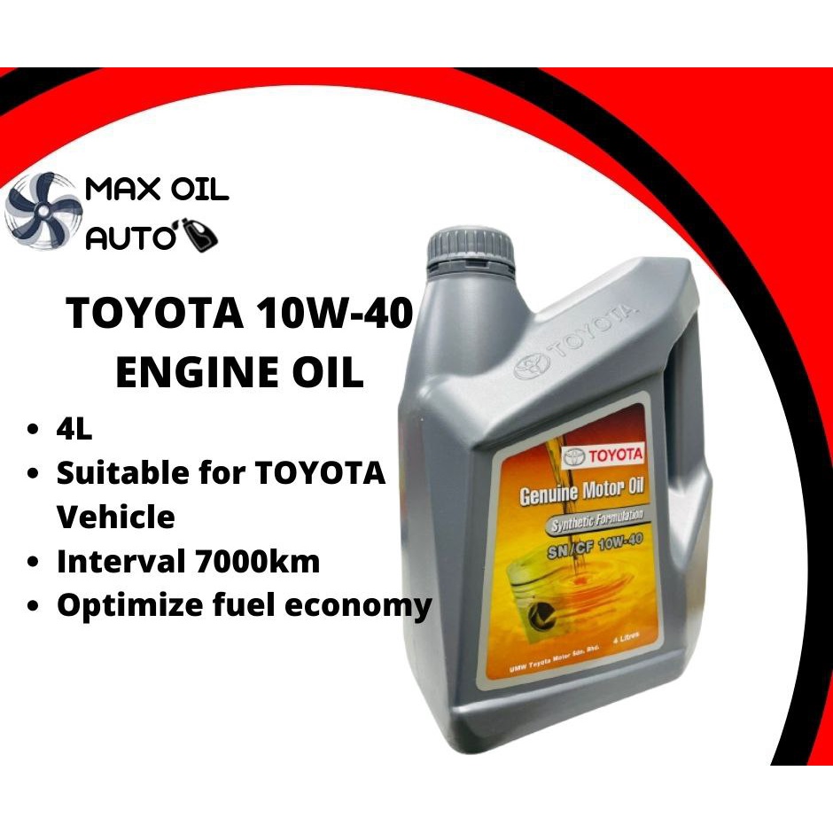 TOYOTA 10W40 4L SEMI SYNTHETIC ENGINE OIL MINYAK HITAM TOYOTA MINYAK