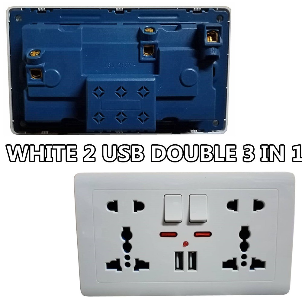 3 Pin 2 Pin Plugs HIGH CLASS Wall Switch Multi USB China Plug socket