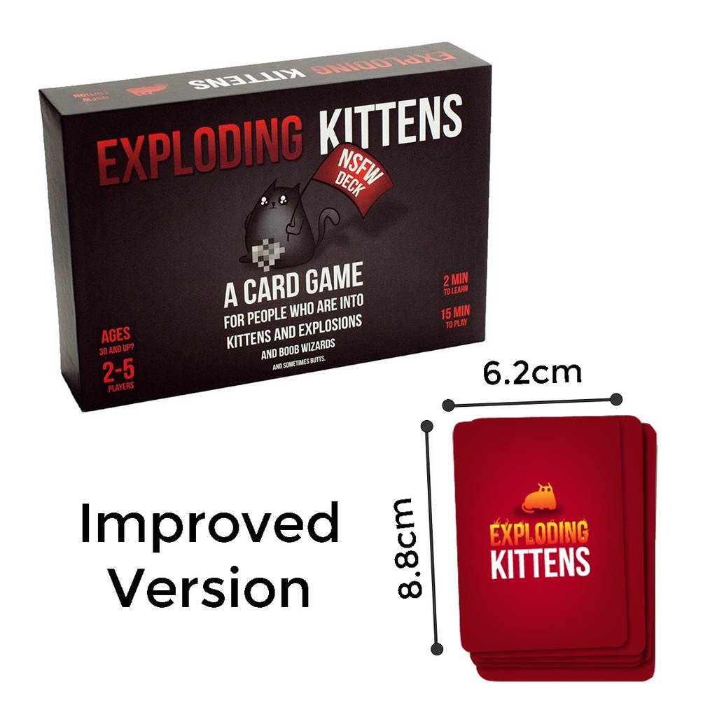 [IMPROVED] Exploding Kittens NSFW Imploding Streaking Kittens Expansion Pack Party Fun Card