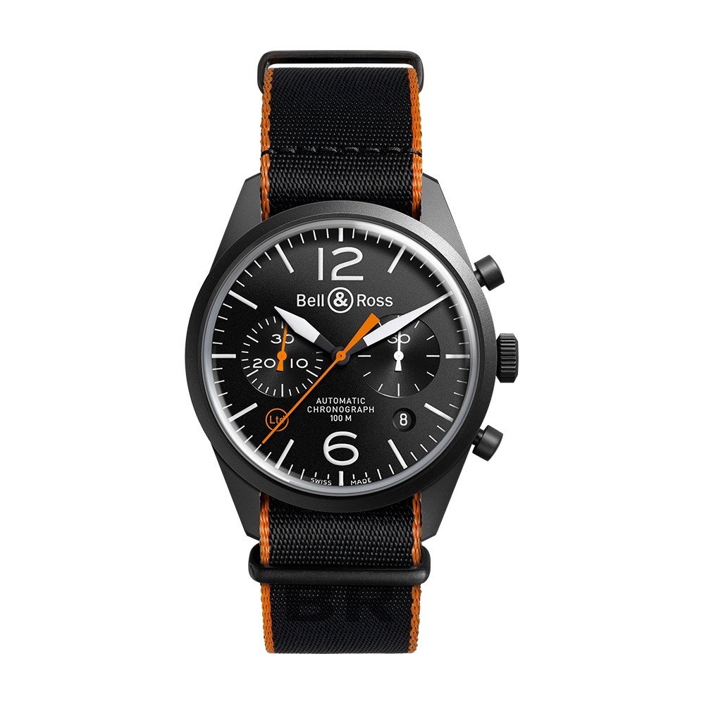 Bell Ross BRV126 O CA Men s Analog Watch BR 126 CARBON ORANGE