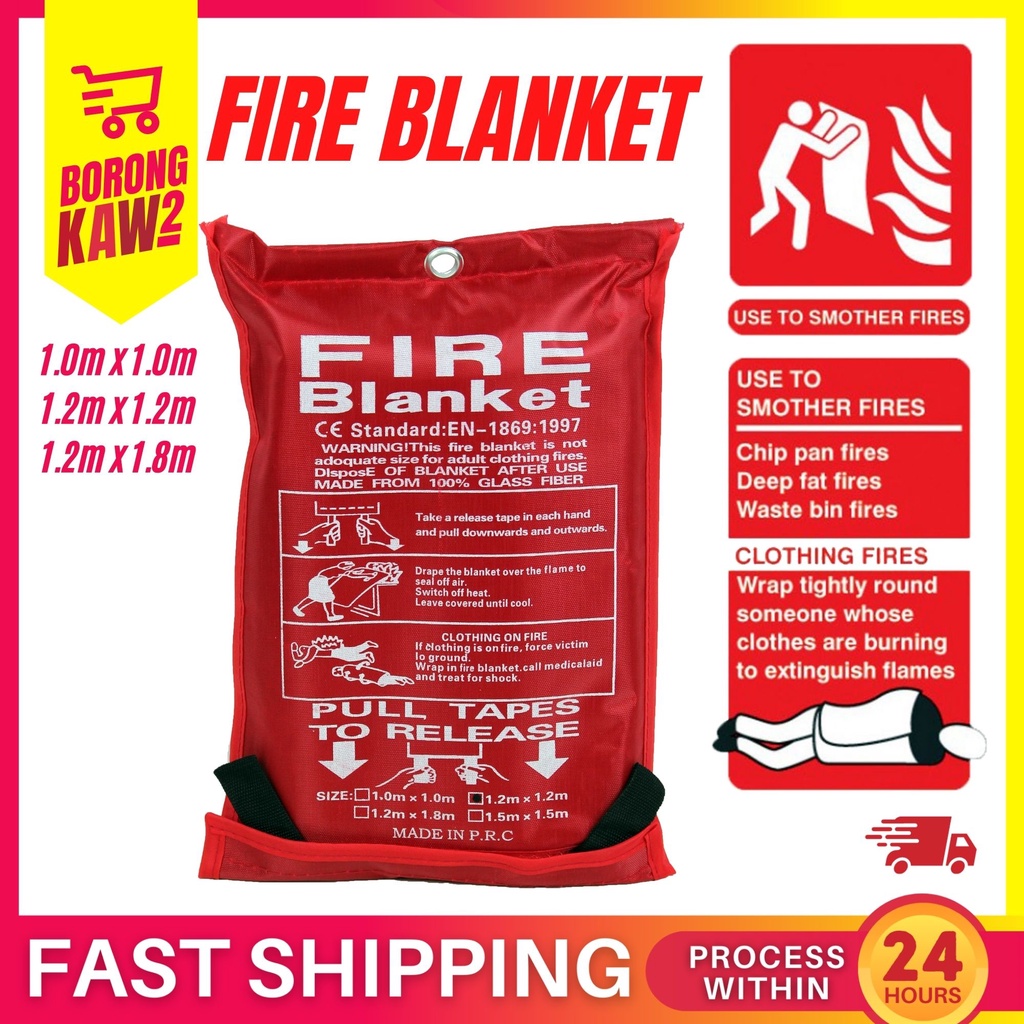 Home Fire Blanket Fiberglass Safety Fire Fighting Prevention ( 1.0m x 1 ...