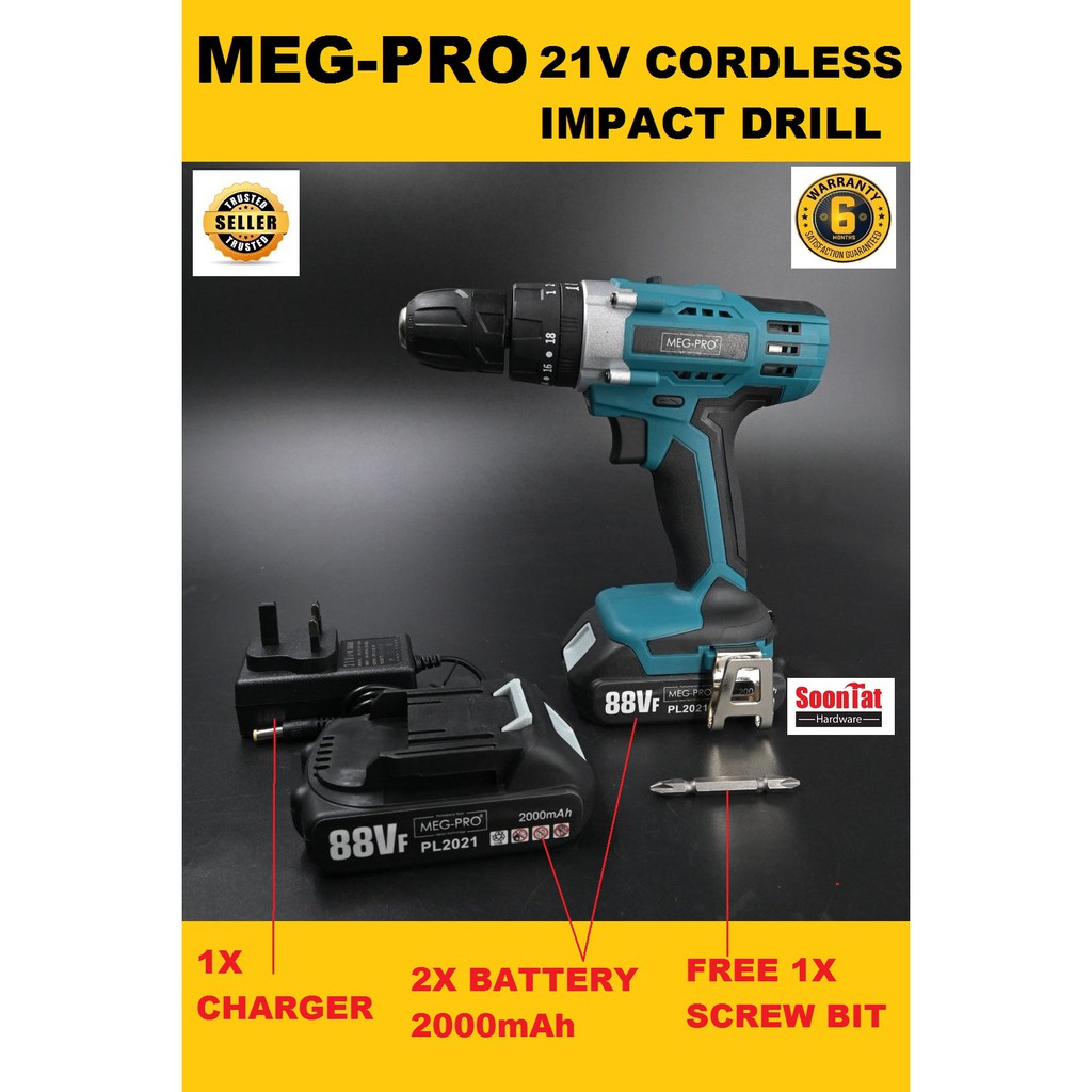 MEG PRO 21V CORDLESS IMPACT DRILL HAMMER DRILL