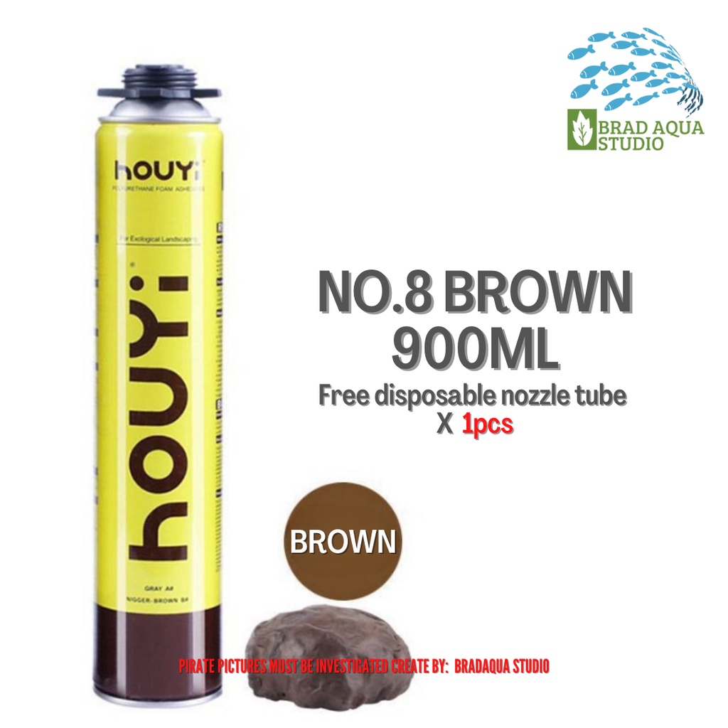 AQUARIUM Polyurethane Foam Adhesives Gray/Brown 900ml (Terrarium / Vivarium / Paludarium