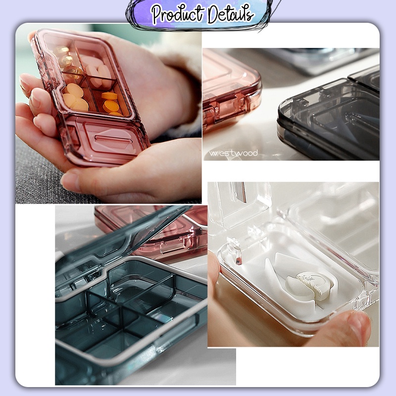 [Little B House] Portable Travel Pill Compartment Case Storage Medicine ...