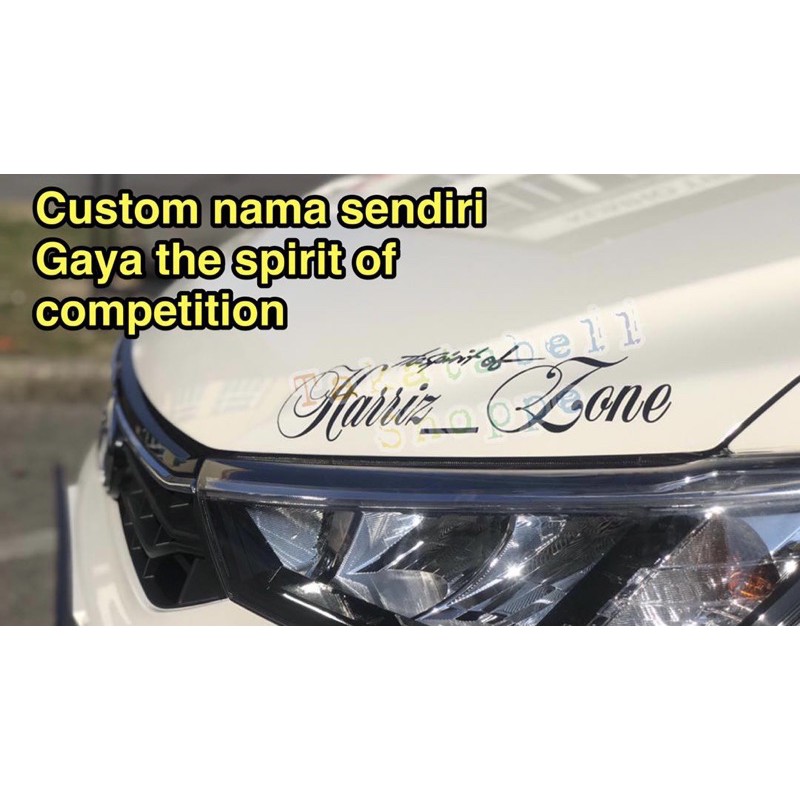 Sticker custom nama kereta/custom nama gaya the spirit of