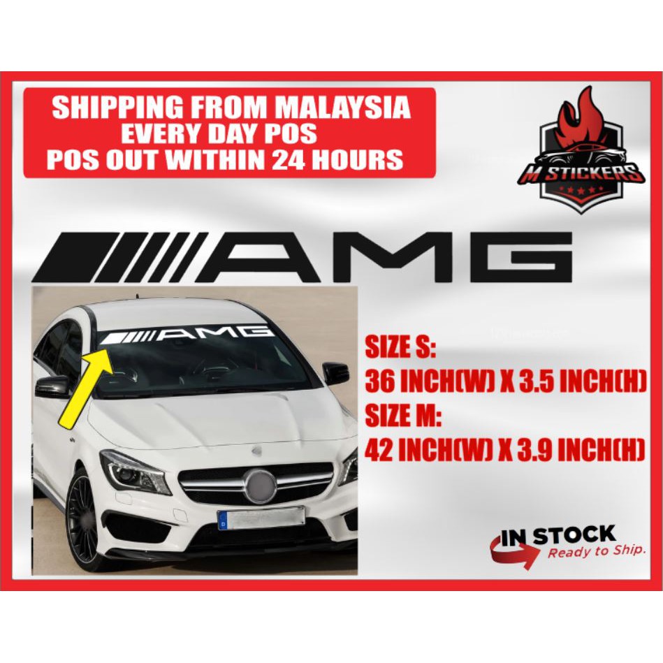 [M STICKERS] AMG WINDSCREEN STICKER Compatible with AMG Mercedes Benz ...