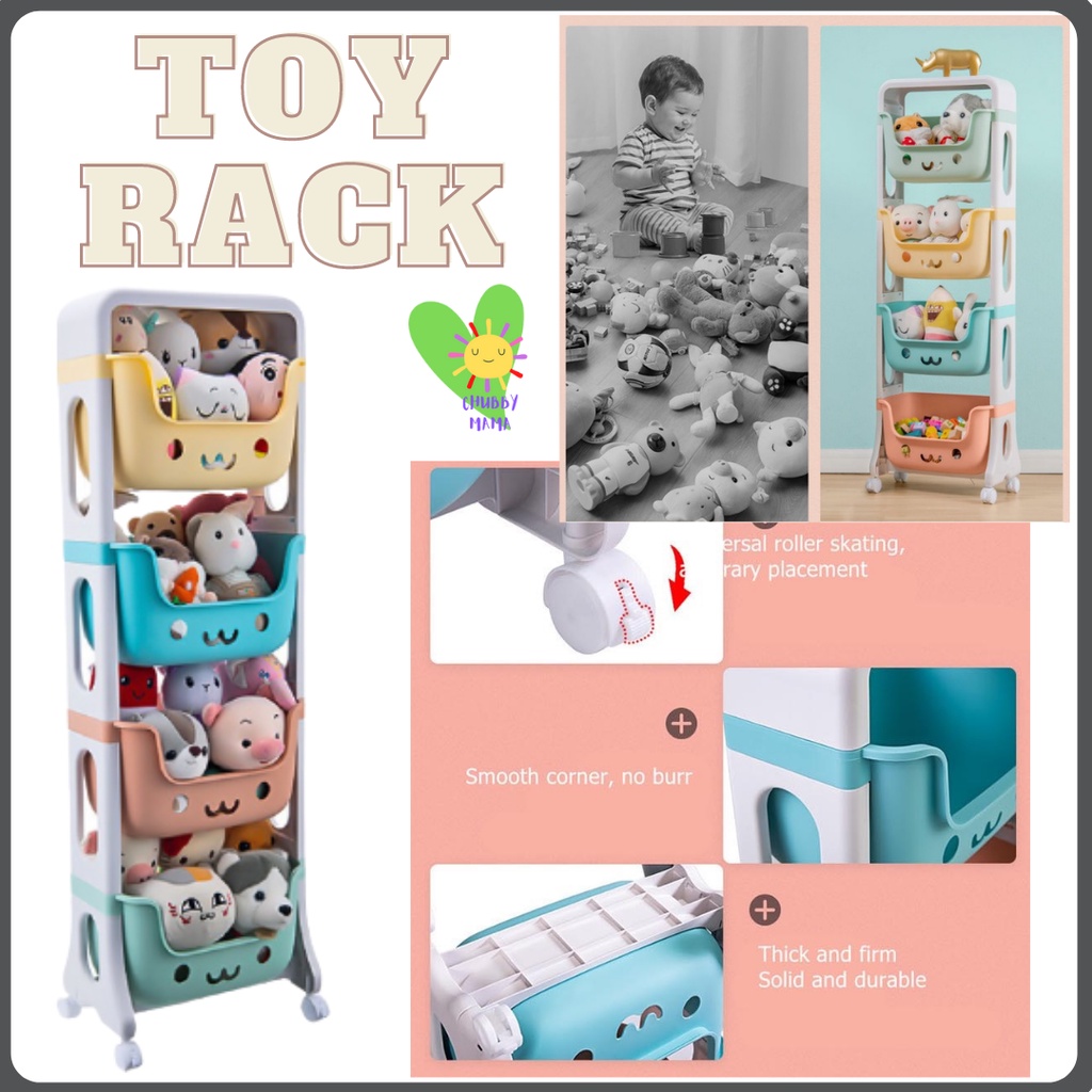 🔥Ready Stock🔥4 Tier Trolley Kids Toy Storage Rack Multilayer Organizer Storage Toys Rack
