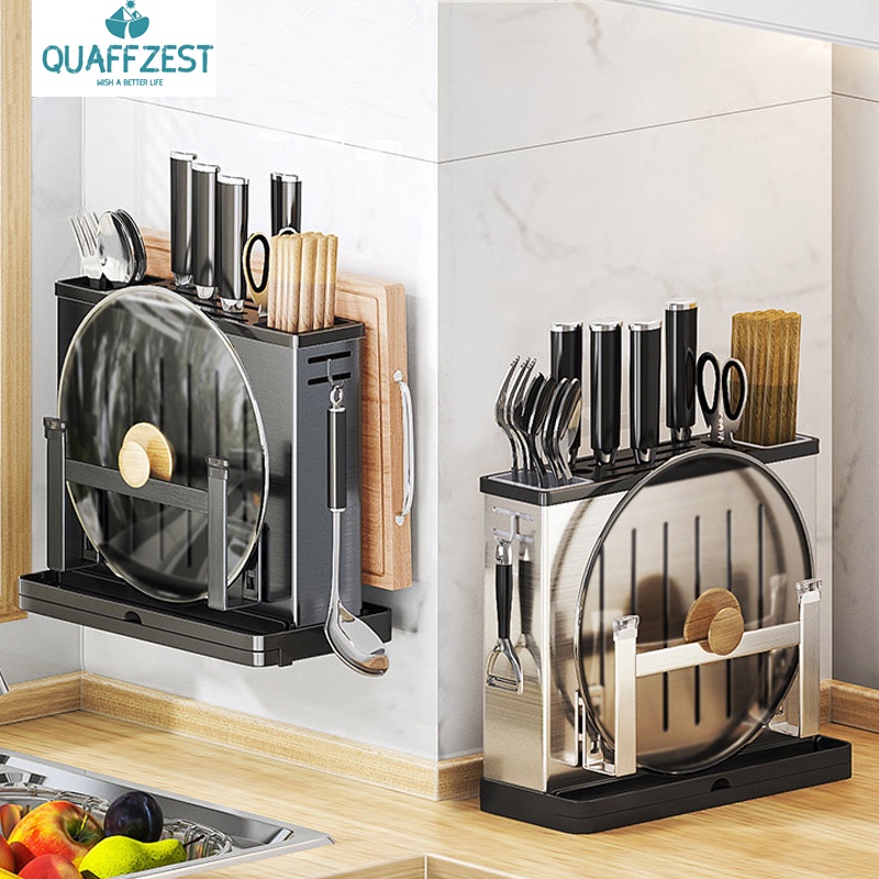Stainless Steel Kitchen Organizer Fork Spoon Knife Stand Holder Cutting ...
