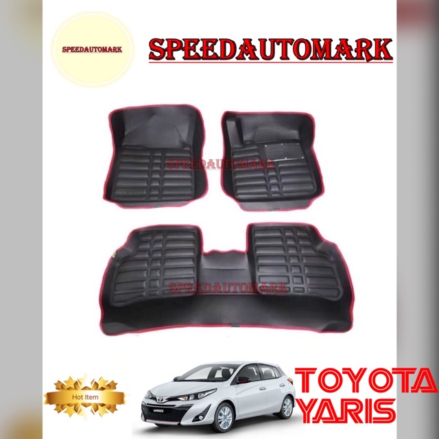 Toyota Yaris 5D Carpet Waterproof PU Leather Car Floor Mat(Black Colour