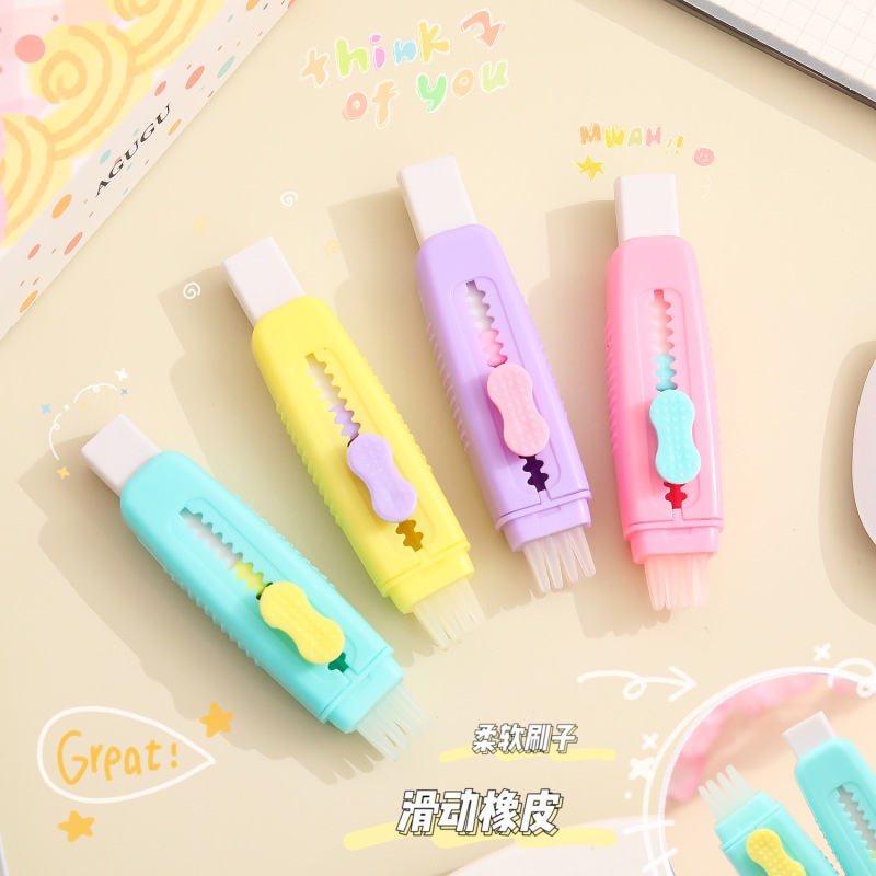 Creative Retractable Eraser Pen School Supplies Press Push-pull Eraser ...