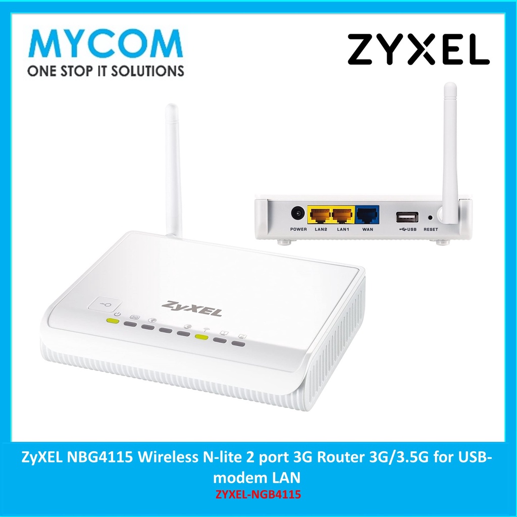ZyXEL NBG4115 Wireless N-lite 2 port 3G Router 3G/3.5G for USB-modem ...