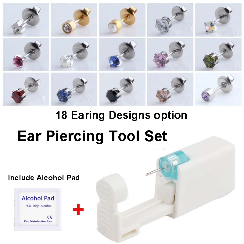 1pc Disposable Ear Piercing Tool Set with Earing Hypoallergenic Ear
