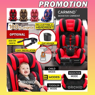 No Isofix Carmind Booster Baby Car Seat Adjustable Headrest For Kids Baby Car Seat 9 Month To 12 Years