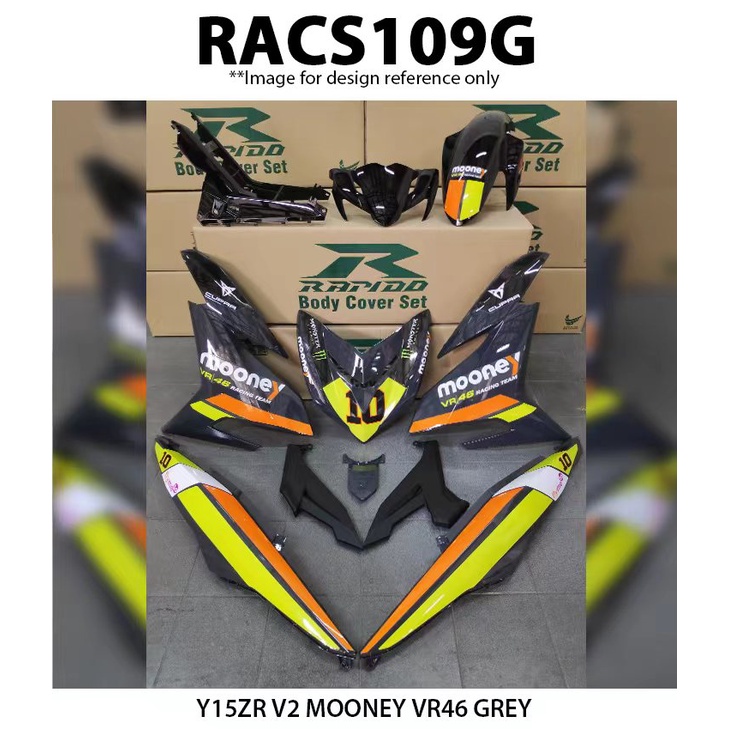 Yamaha Y15 Y15ZR V1 V2 MOONEY VR46 VR-46 VR 46 Cover Set Sticker Tanam ...