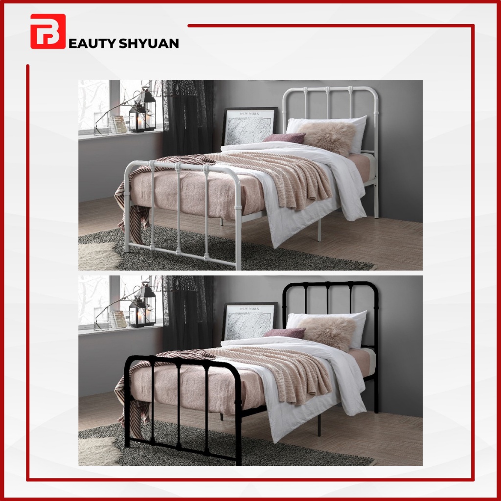 DUNME Metal Single Bed Frame Single Bedframe Metal Bed Single Katil ...