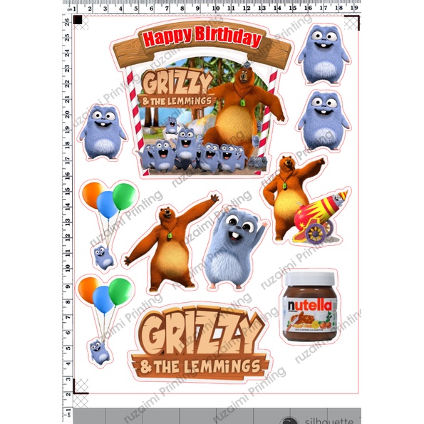 Grizzy and the lemmings Cake Topper Birthday 003 | Shopee Malaysia