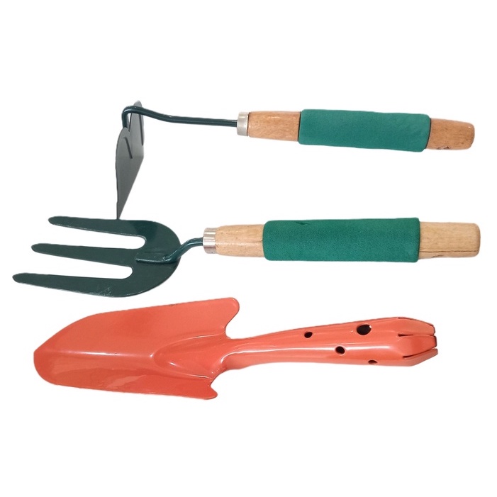 Flower Gardening Plant Set 2 Piece Wooden Handle Fork And Hoe With All 