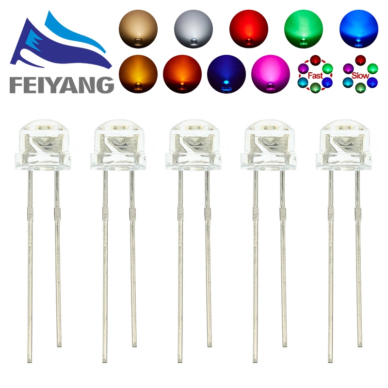 5mm Straw Hat LED Emitting Diode Micro Indicator Warm White Red Green ...