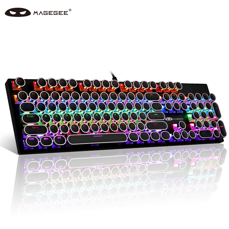 MageGee Typewriter Mechanical Gaming Keyboard, Retro Punk Round Keycap