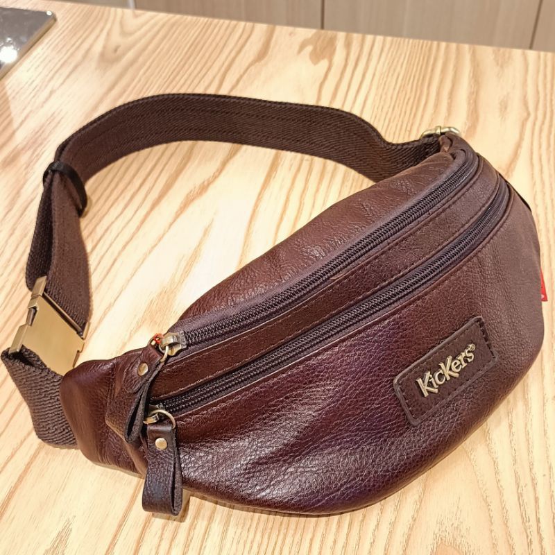 Malaysia Stock] 🇲🇾 Men's Leather Waist Pouch Chest Bag Cross