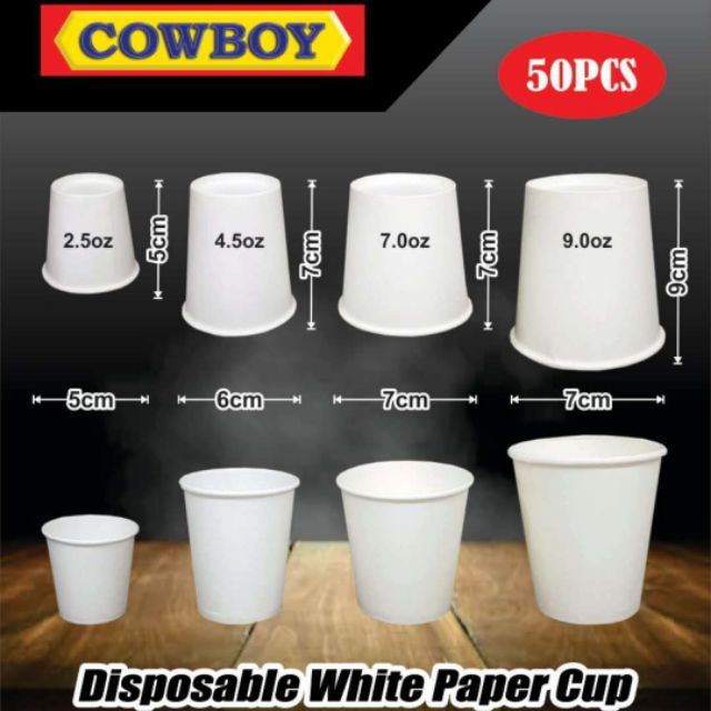 50pcs per Pack Disposable Paper Cup White Cup Party Cups without lid ...