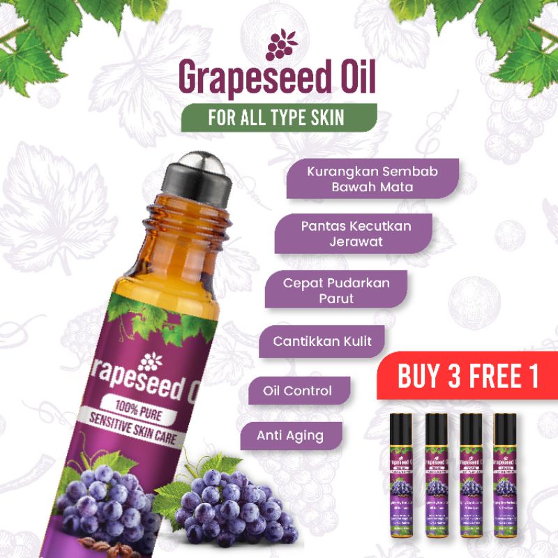 Grapeseed Oil Minyak Biji Anggur For all type skin Face Oil / Anti