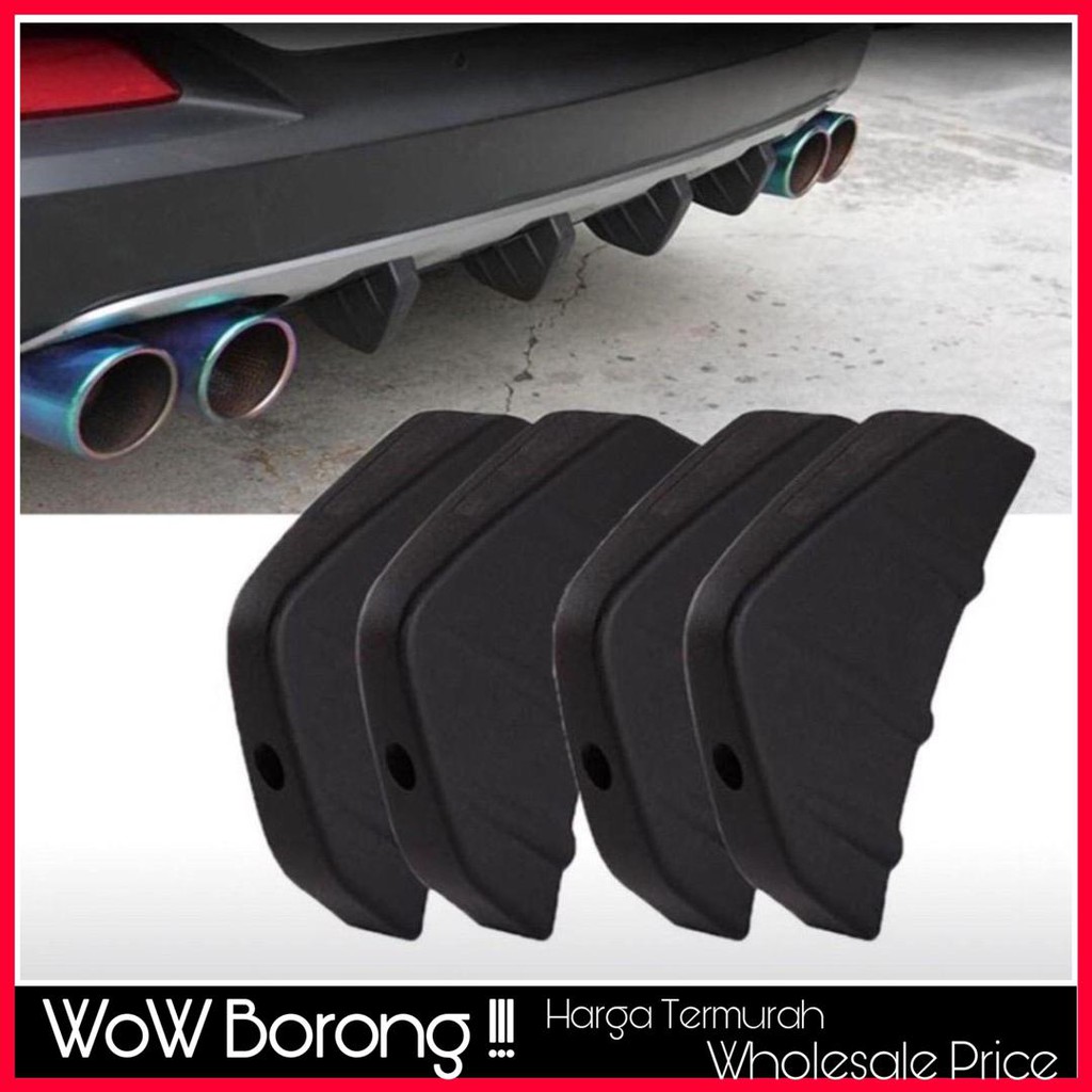 4Pcs Universal Curved Shape Rear Bumper Diffuser Martinique