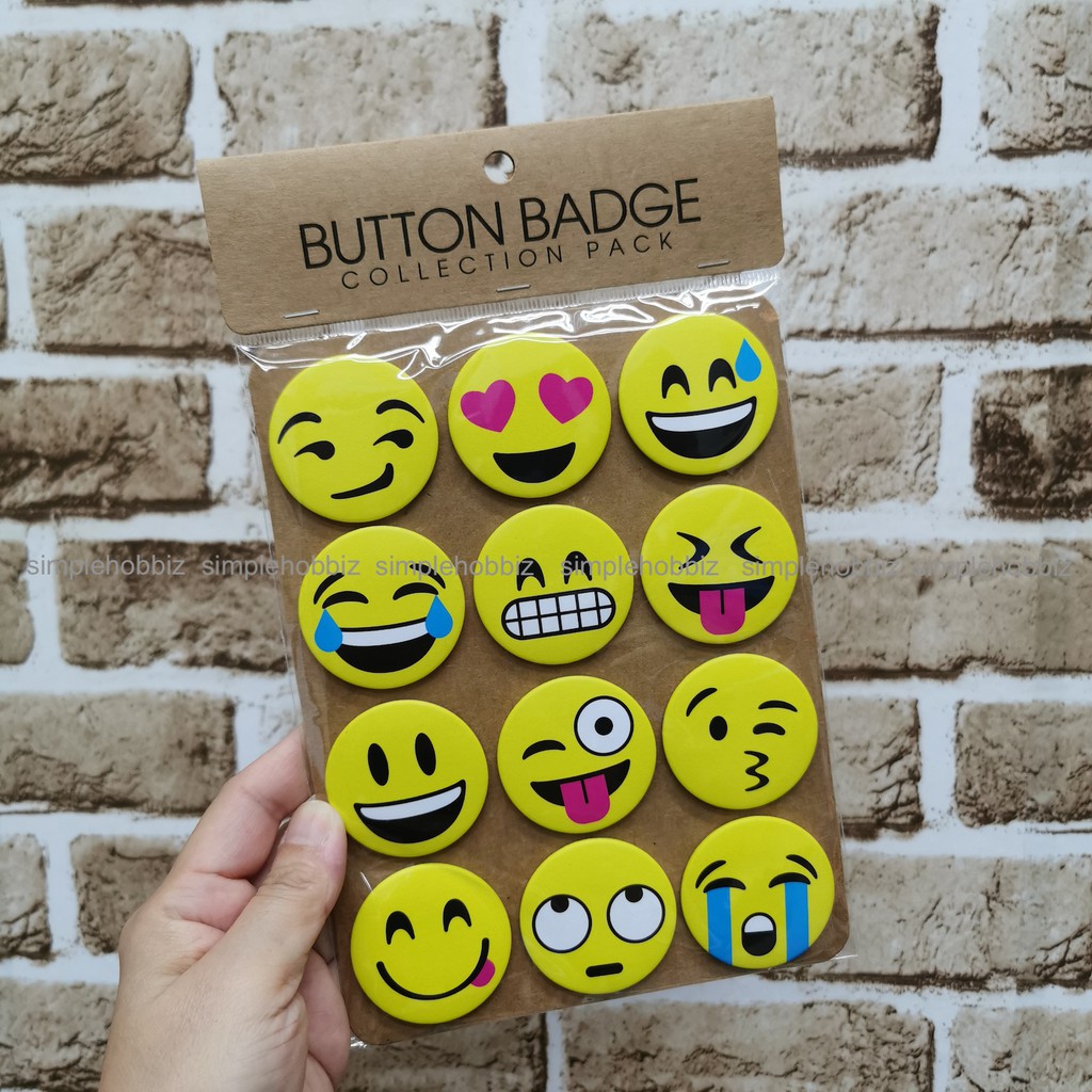 Button Badge Set (12 in 1) EMOJI Design 🔥READY STOCK🔥 | Shopee Malaysia