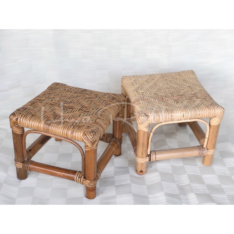 Rattan stool / Foot stool / Mini rattan low stool / Bangku anyaman ...