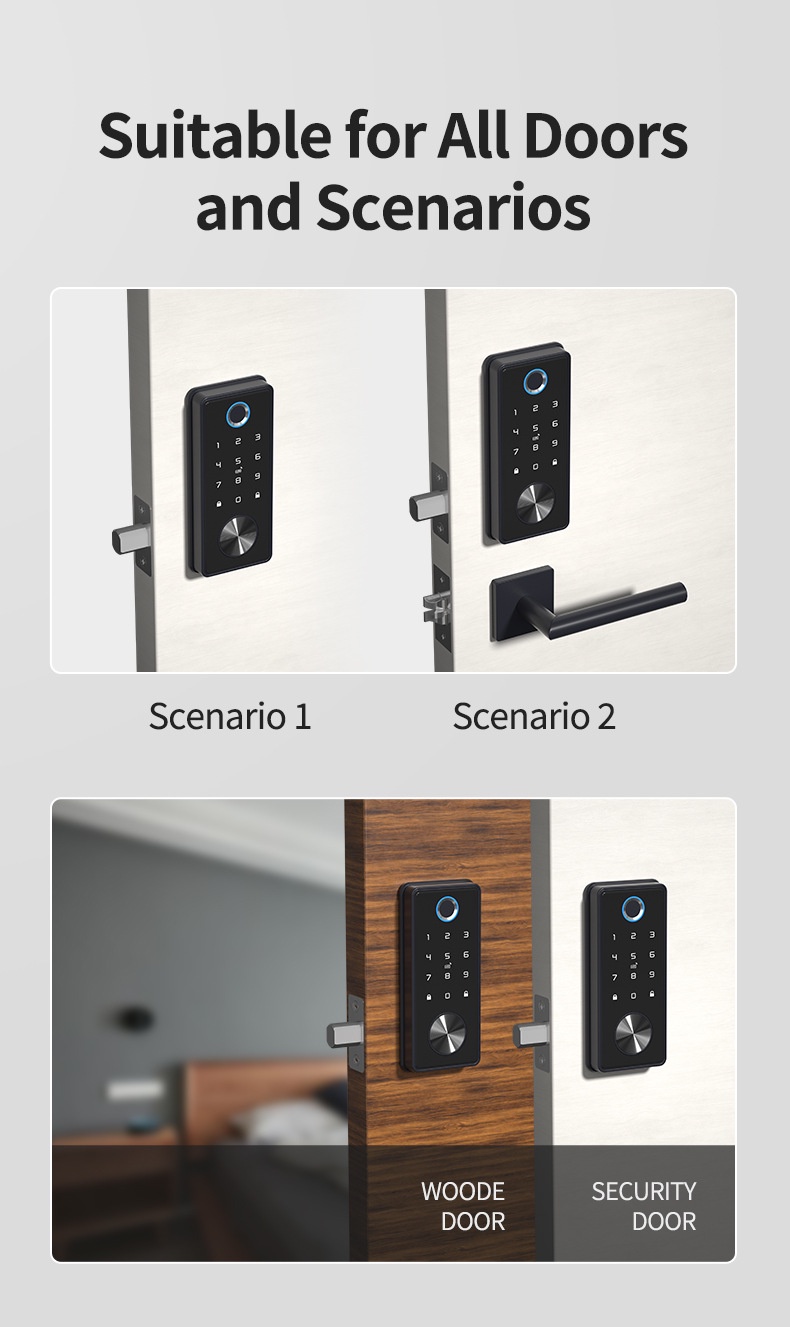 T1 Electronic Smart Fingerprint Deadbolt Door Lock Tuya WiFi APP Remote ...