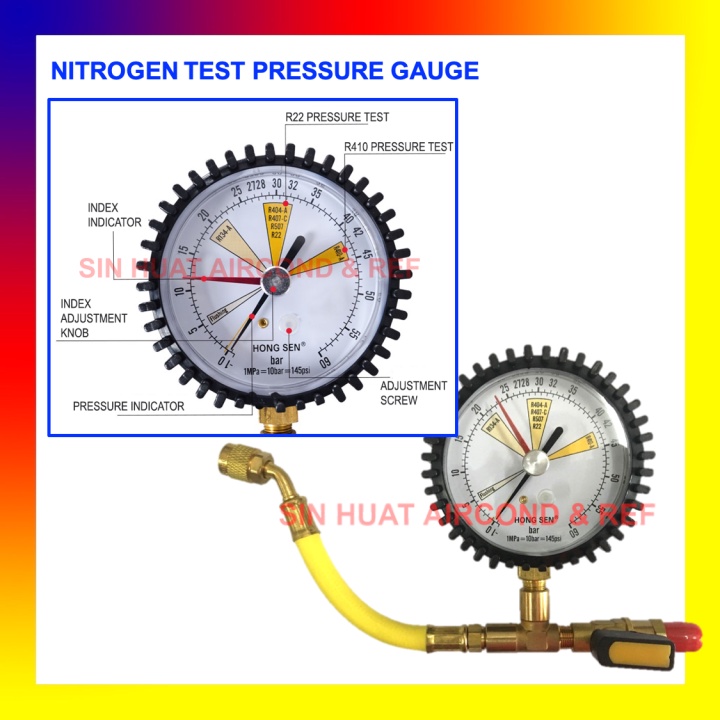 NITROGEN PRESSURE TEST GAUGE FOR AIR CONDITIONING, REFRIGERANT, CAR