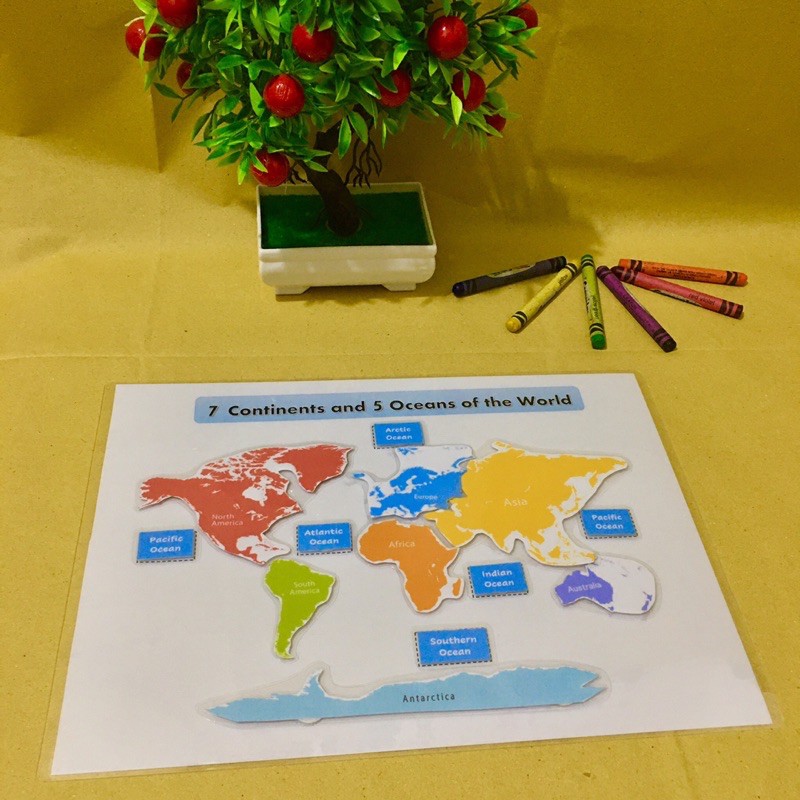 7 Continents and 5 Oceans of the World Fully Laminated (Detachable ...